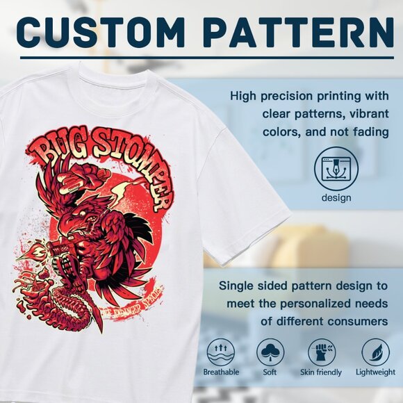 Red Raptor Graphic Tee - Bug Stomper Design - Picture 2 of 5